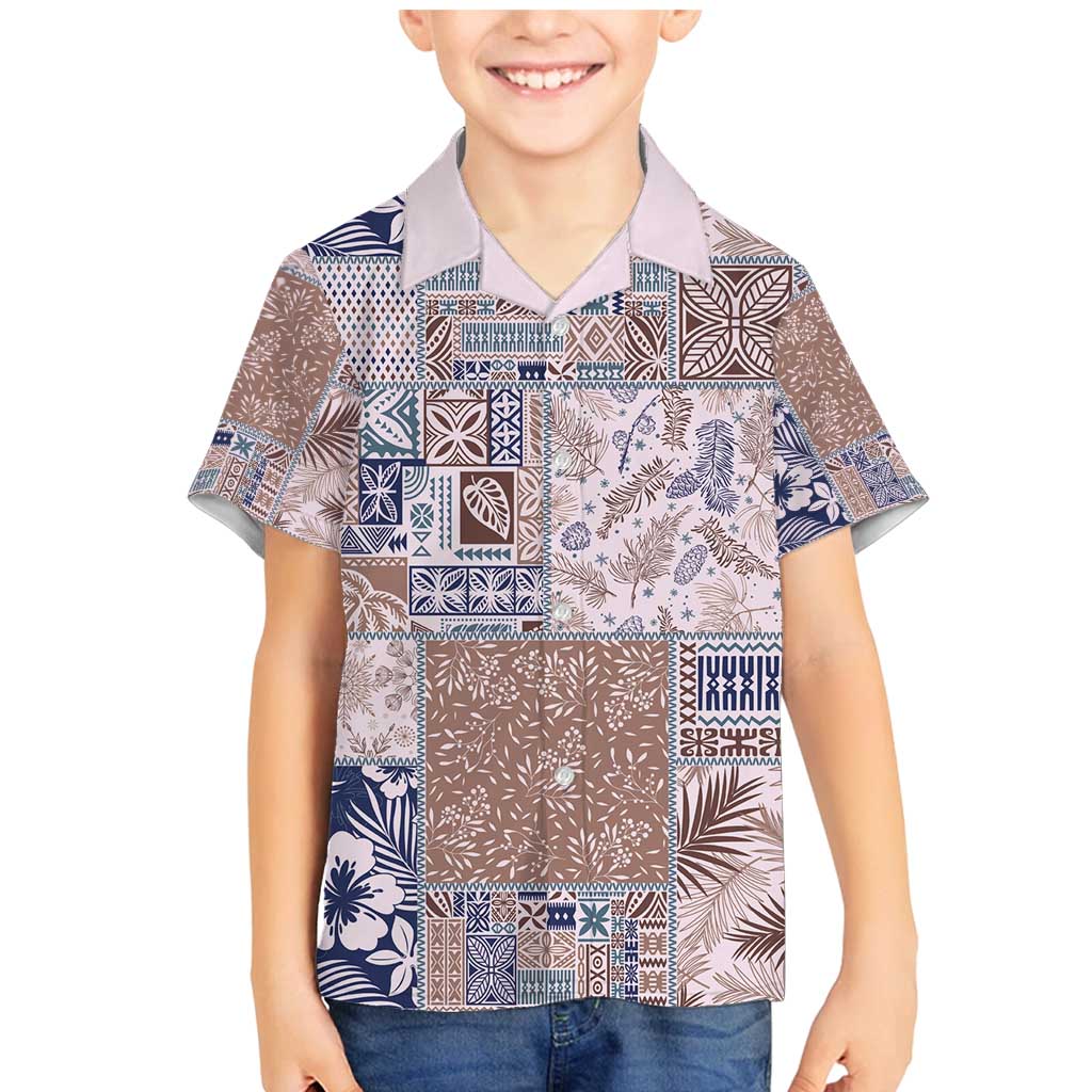 Aloha Hawaii Pastel Christmas Patchwork Family Matching Mermaid Dress and Hawaiian Shirt Rustic Style - Polynesian Pride