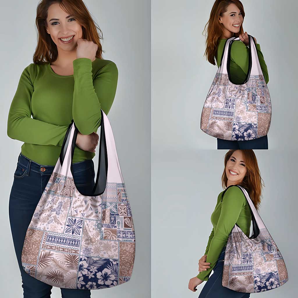 Aloha Hawaii Pastel Christmas Patchwork Grocery Bag Rustic Style - Polynesian Pride