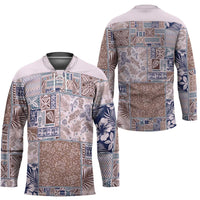 Aloha Hawaii Pastel Christmas Patchwork Hockey Jersey Rustic Style - Polynesian Pride