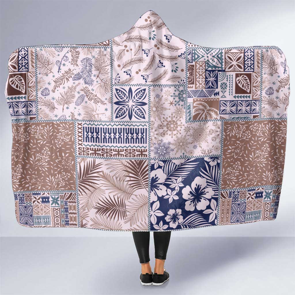 Aloha Hawaii Pastel Christmas Patchwork Hooded Blanket Rustic Style - Polynesian Pride