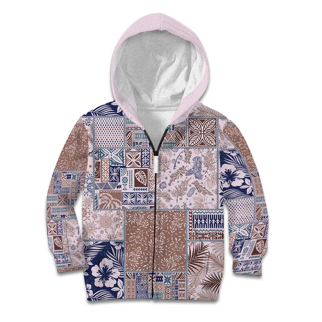 Aloha Hawaii Pastel Christmas Patchwork Kid Hoodie Rustic Style - Polynesian Pride