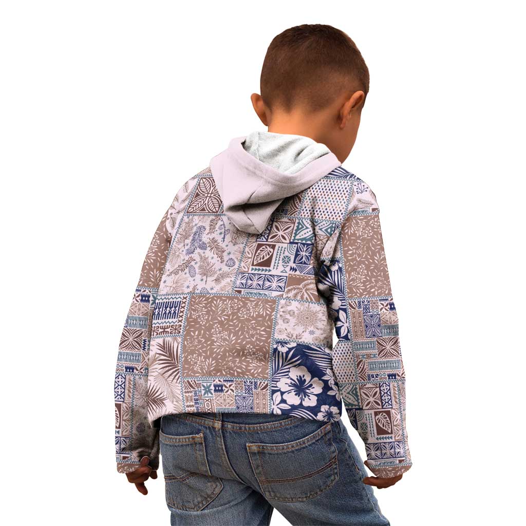 Aloha Hawaii Pastel Christmas Patchwork Kid Hoodie Rustic Style - Polynesian Pride