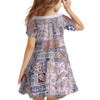 Aloha Hawaii Pastel Christmas Patchwork Kid Short Sleeve Dress Rustic Style - Polynesian Pride