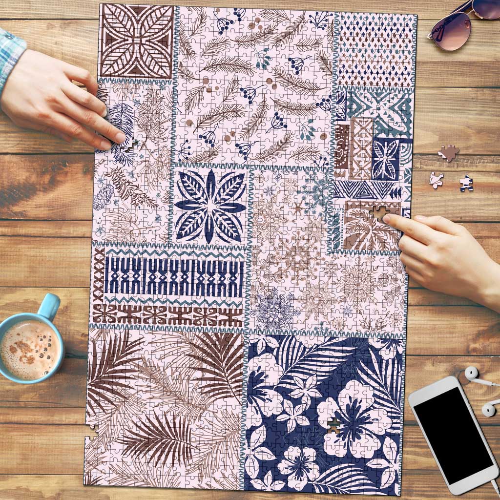 Aloha Hawaii Pastel Christmas Patchwork Puzzle Rustic Style - Polynesian Pride