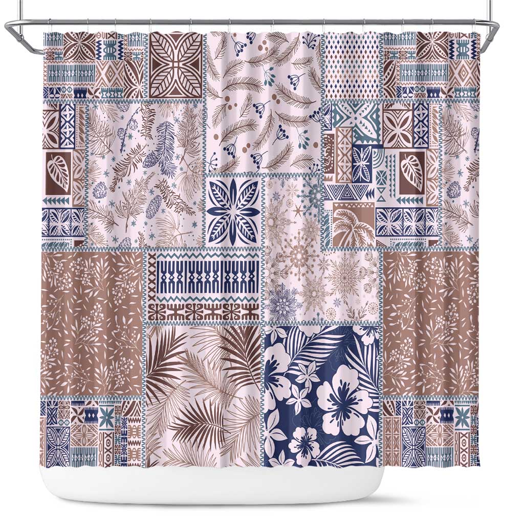 Aloha Hawaii Pastel Christmas Patchwork Shower Curtain Rustic Style - Polynesian Pride