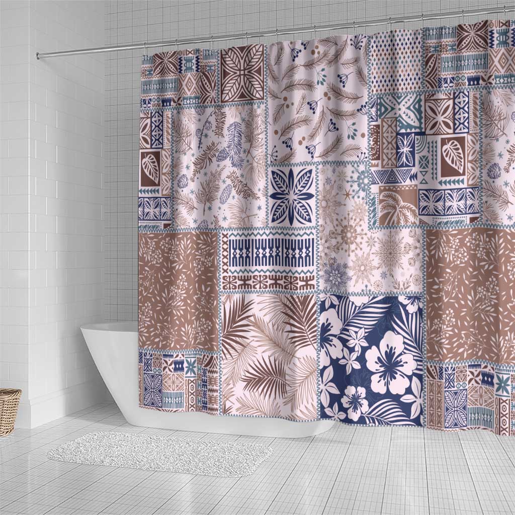 Aloha Hawaii Pastel Christmas Patchwork Shower Curtain Rustic Style - Polynesian Pride