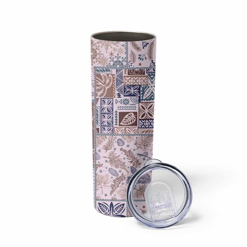 Aloha Hawaii Pastel Christmas Patchwork Skinny Tumbler Rustic Style - Polynesian Pride