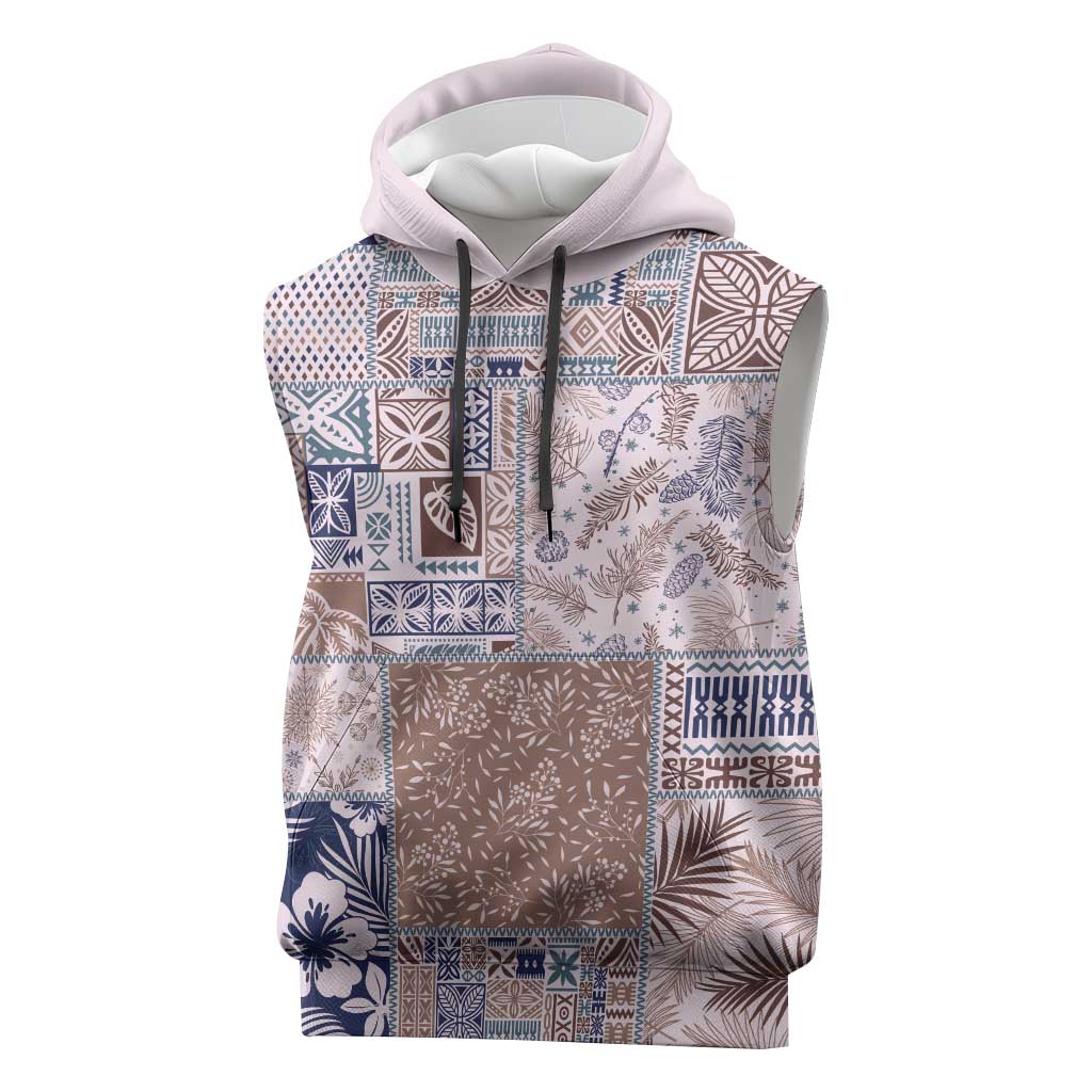 Aloha Hawaii Pastel Christmas Patchwork Sleeveless Hoodie Rustic Style - Polynesian Pride