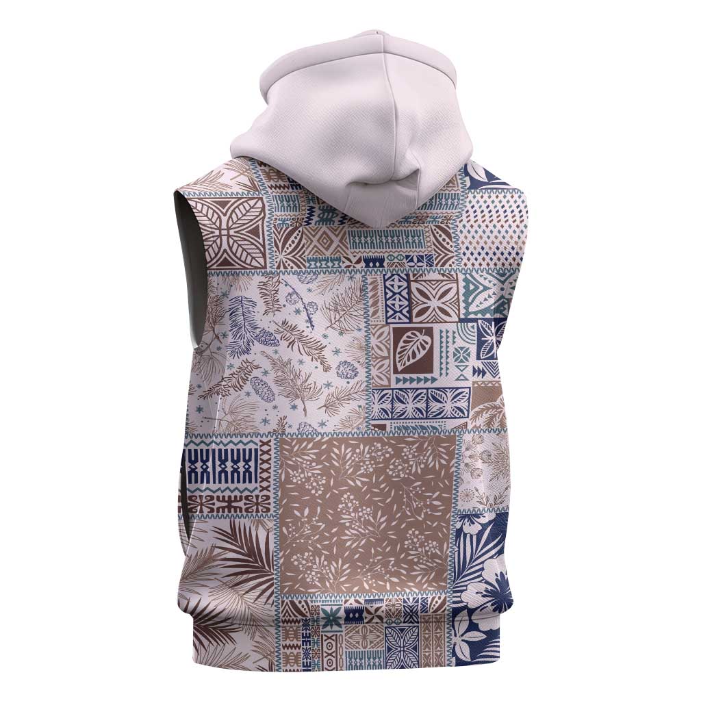 Aloha Hawaii Pastel Christmas Patchwork Sleeveless Zip Hoodie Rustic Style LT7