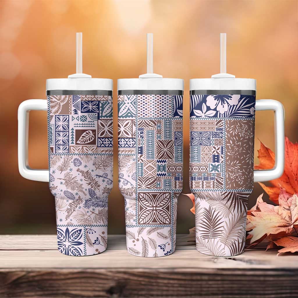 Aloha Hawaii Pastel Christmas Patchwork Tumbler With Handle Rustic Style - Polynesian Pride