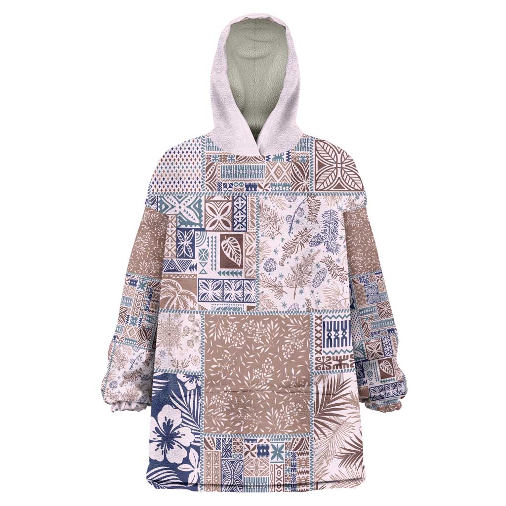 Aloha Hawaii Pastel Christmas Patchwork Wearable Blanket Hoodie Rustic Style - Polynesian Pride