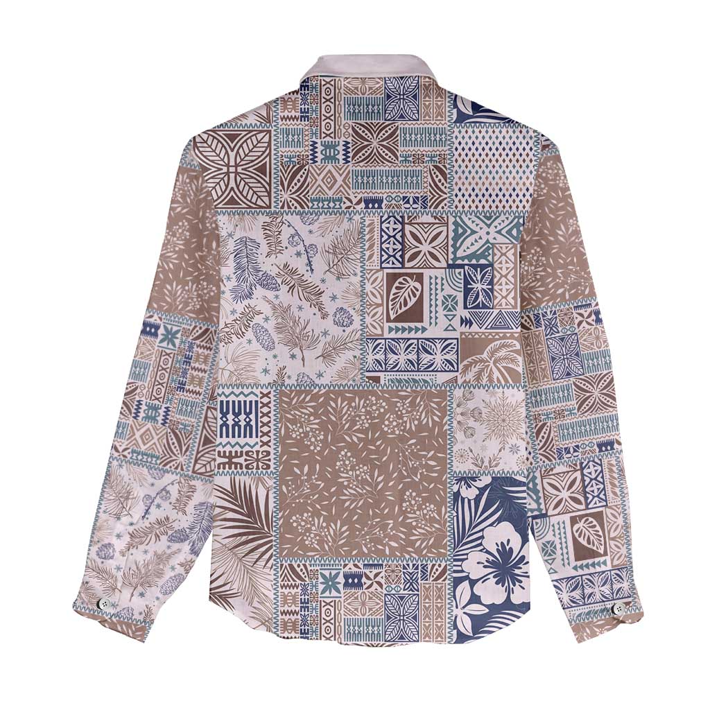 Aloha Hawaii Pastel Christmas Patchwork Women Casual Shirt Rustic Style - Polynesian Pride