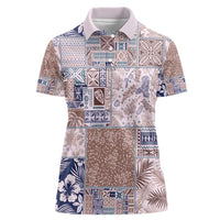 Aloha Hawaii Pastel Christmas Patchwork Women Polo Shirt Rustic Style - Polynesian Pride