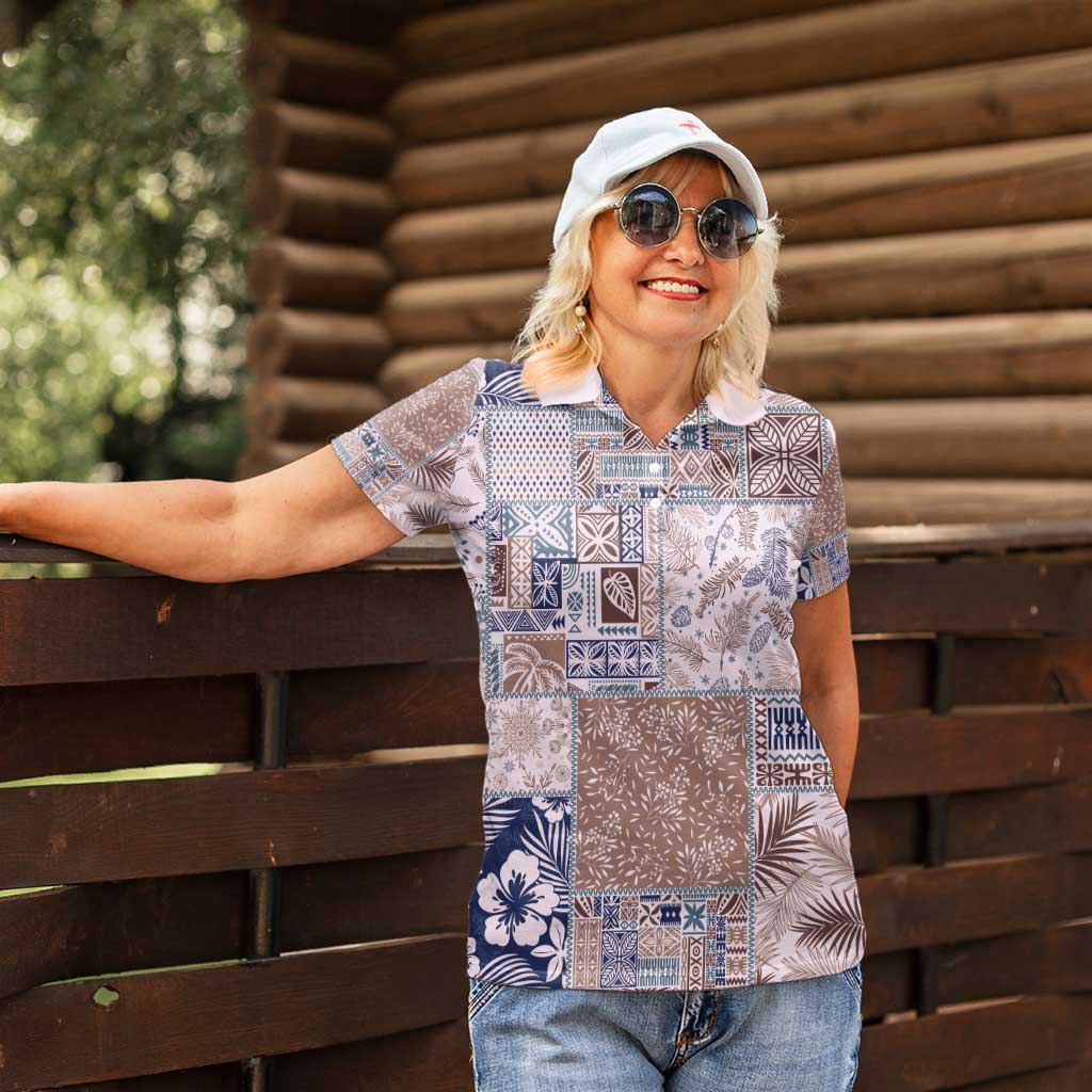 Aloha Hawaii Pastel Christmas Patchwork Women Polo Shirt Rustic Style - Polynesian Pride