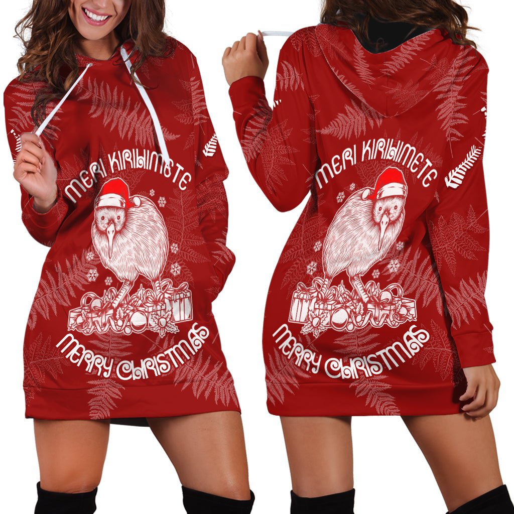 New Zealand Christmas Hoodie Dress Silver Fern Mix Kiwi Bird Ver01 LT7 - Polynesian Pride