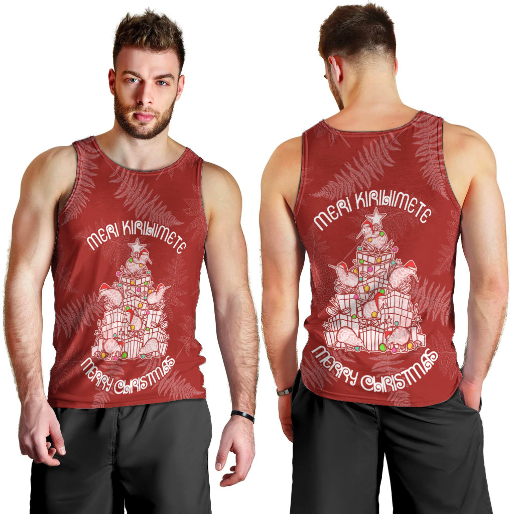 New Zealand Christmas Men Tank Top Silver Fern Mix Kiwi Bird Ver02 LT7 - Polynesian Pride
