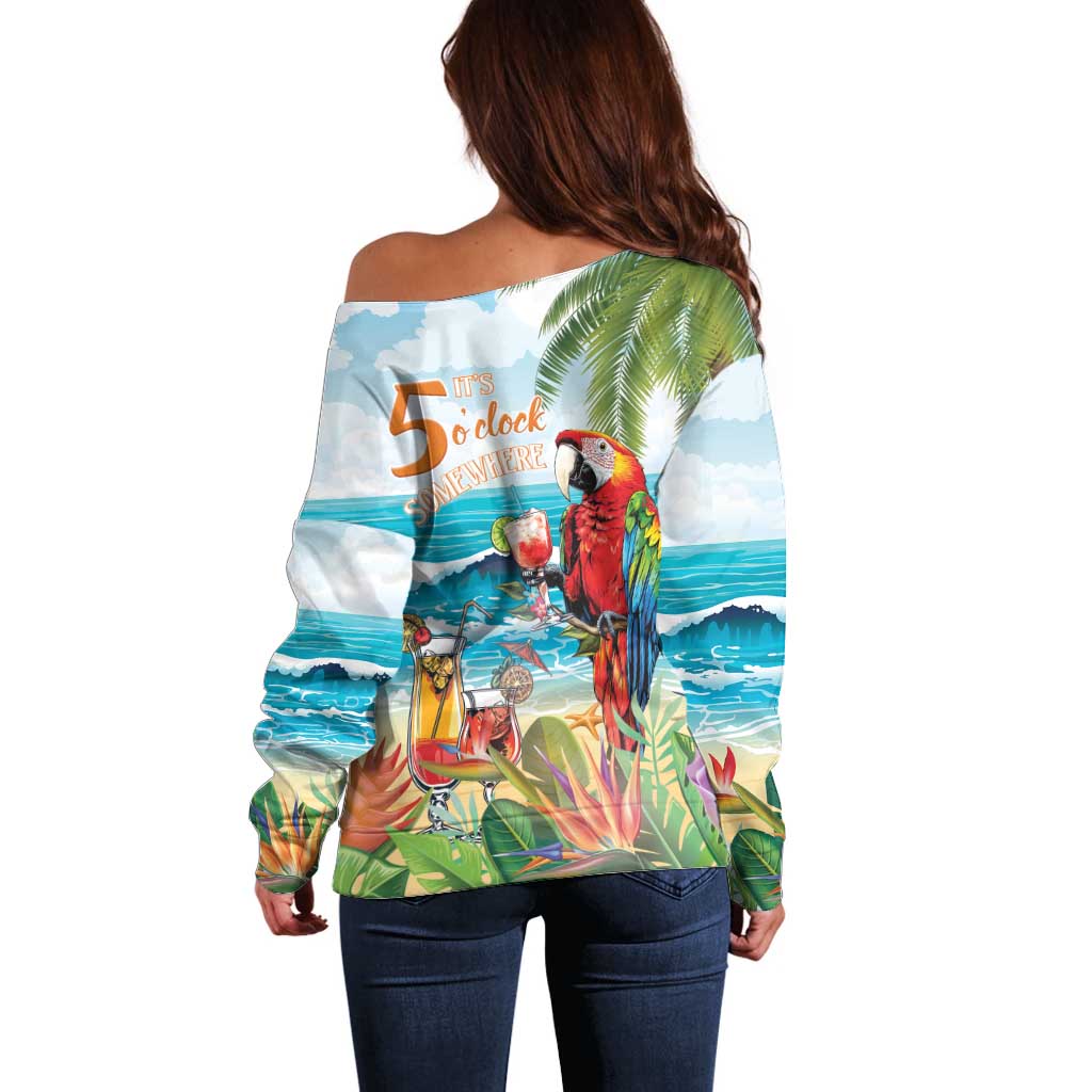 Aloha Hawaii Christmas Off Shoulder Sweater It's 5 o'clock Somewhere