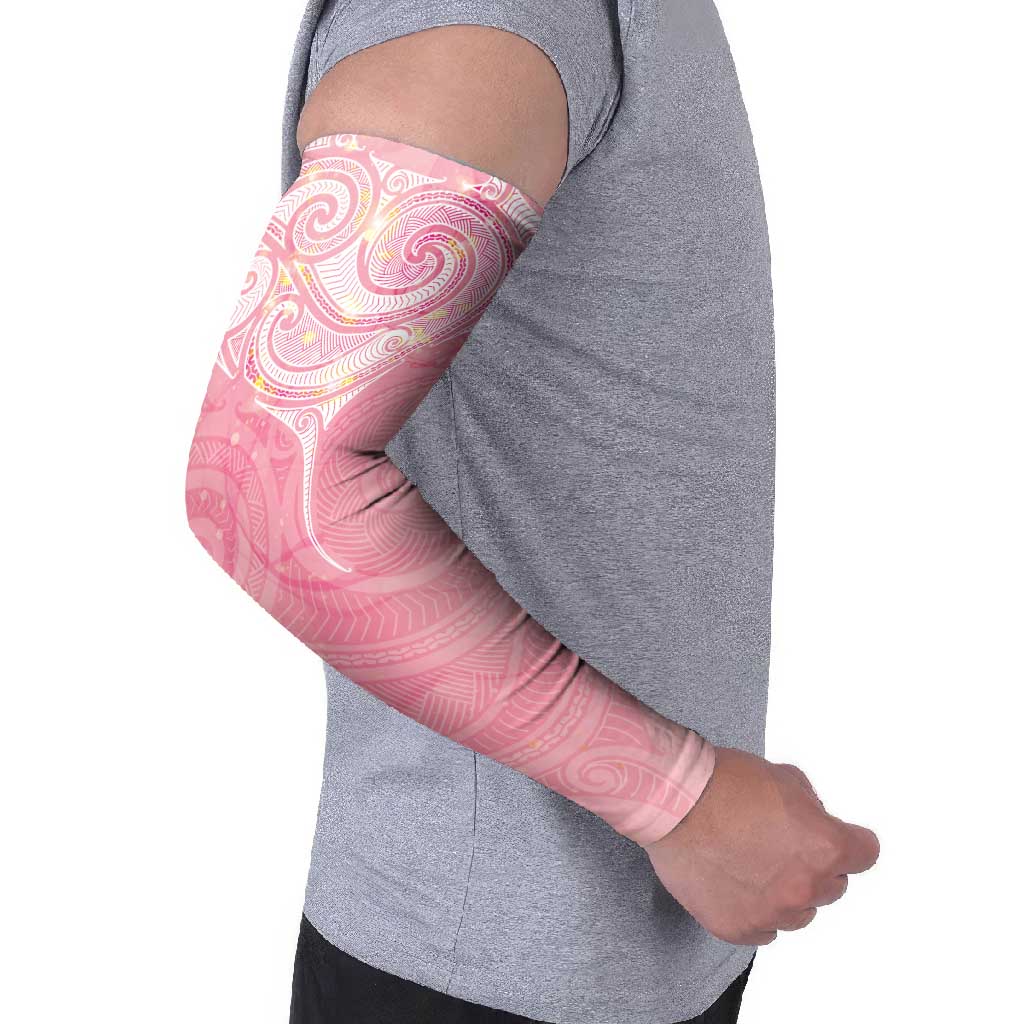 Breast Cancer Awareness Maori Aotearoa Arm Sleeves Manta Ray - Pink Glaze - Polynesian Pride
