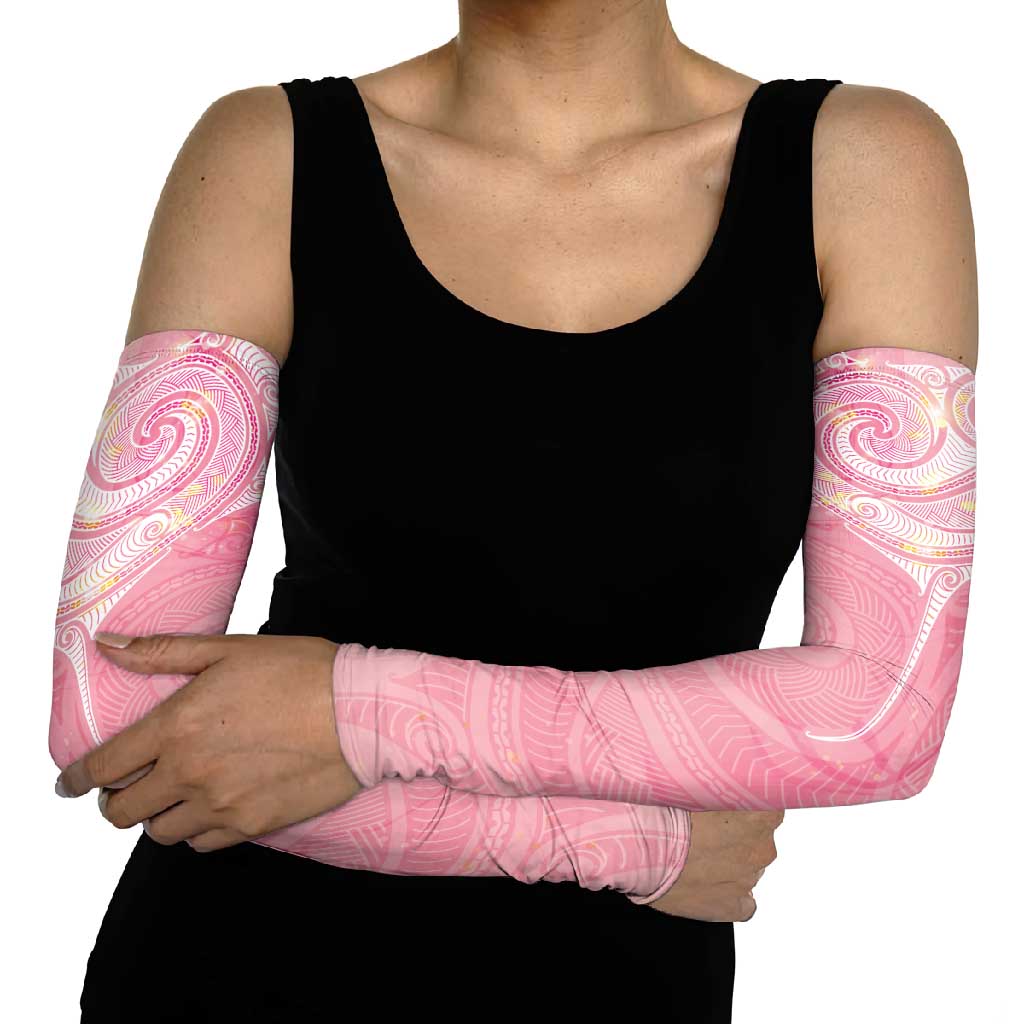 Breast Cancer Awareness Maori Aotearoa Arm Sleeves Manta Ray - Pink Glaze - Polynesian Pride