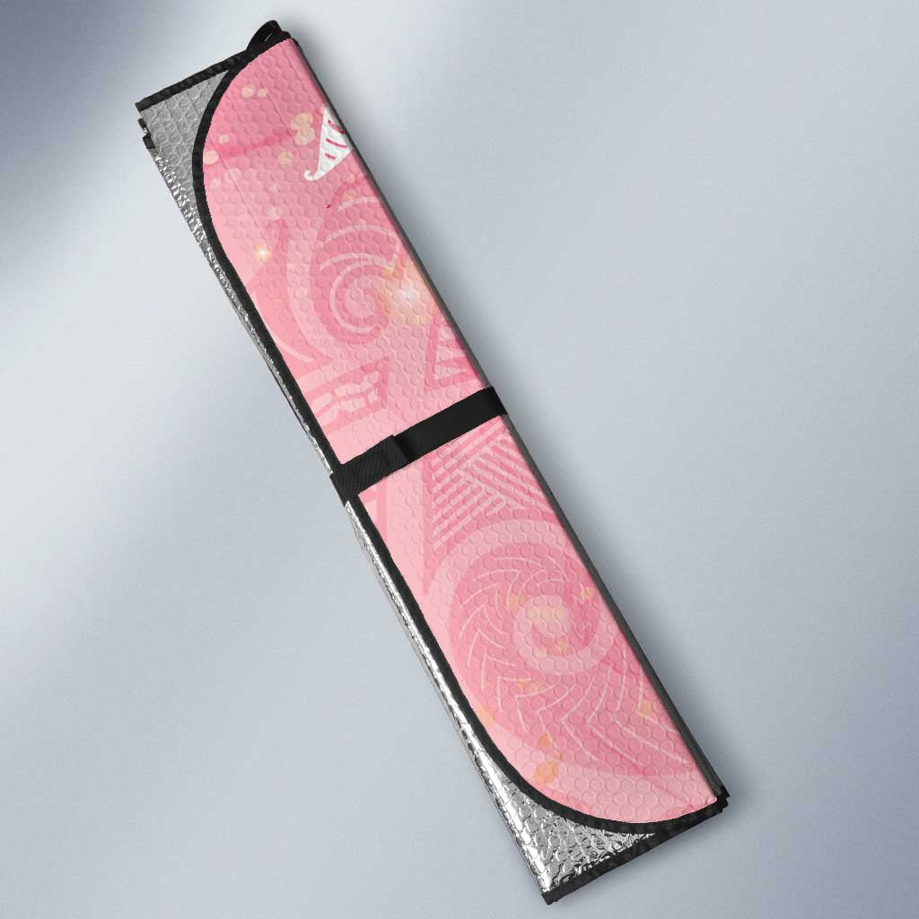 Breast Cancer Awareness Maori Aotearoa Auto Sun Shade Manta Ray - Pink Glaze - Polynesian Pride