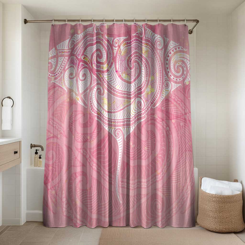 Breast Cancer Awareness Maori Aotearoa Bathroom Set Manta Ray - Pink Glaze - Polynesian Pride