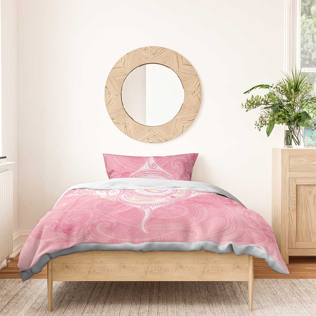 Breast Cancer Awareness Maori Aotearoa Bedding Set Manta Ray - Pink Glaze - Polynesian Pride