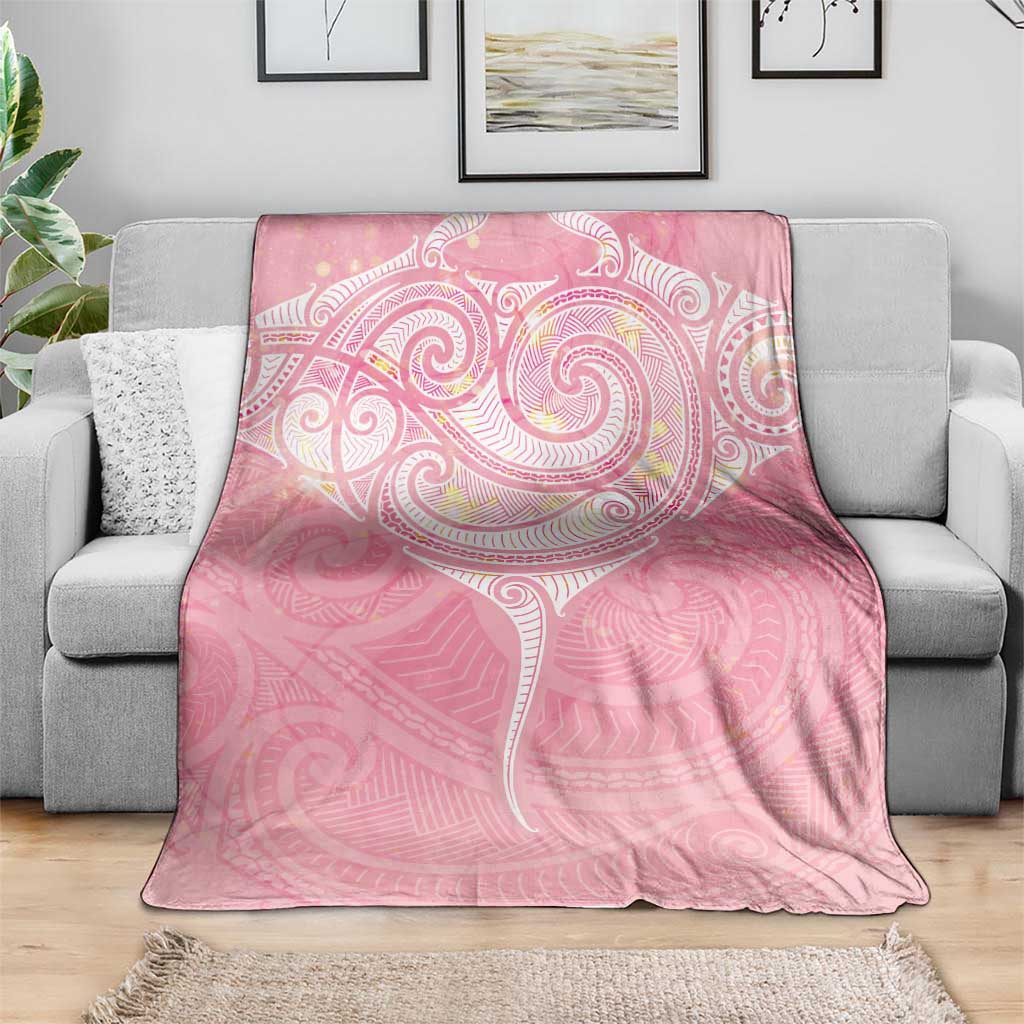 Breast Cancer Awareness Maori Aotearoa Blanket Manta Ray - Pink Glaze - Polynesian Pride