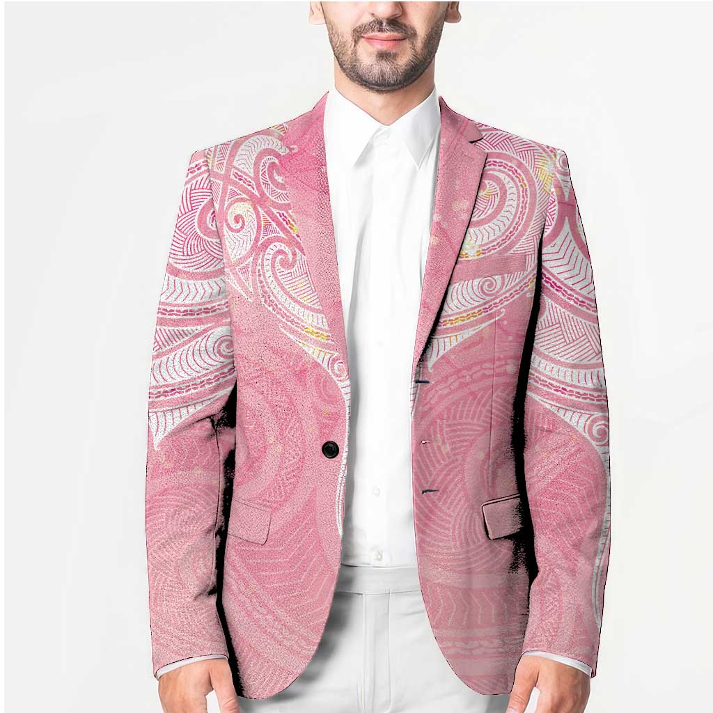 Breast Cancer Awareness Maori Aotearoa Blazer Manta Ray - Pink Glaze - Polynesian Pride