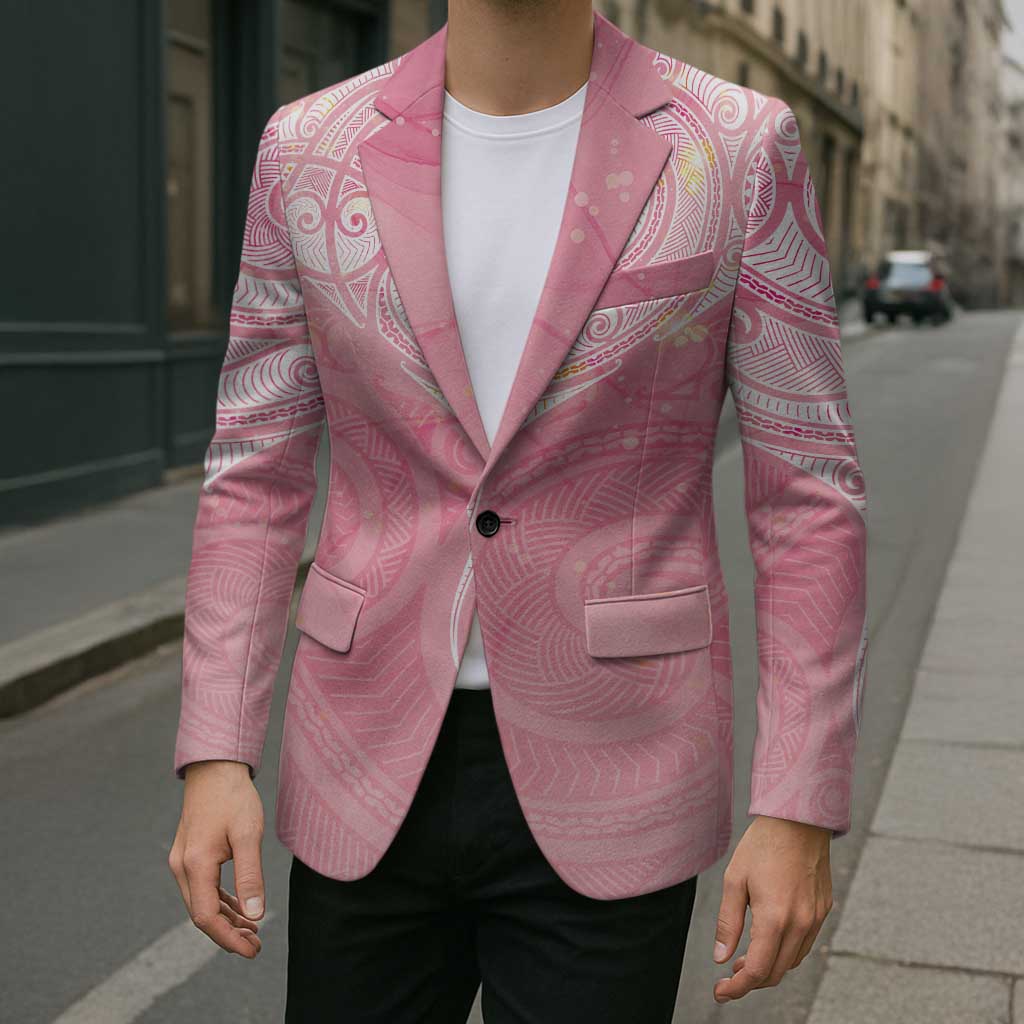 Breast Cancer Awareness Maori Aotearoa Blazer Manta Ray - Pink Glaze - Polynesian Pride
