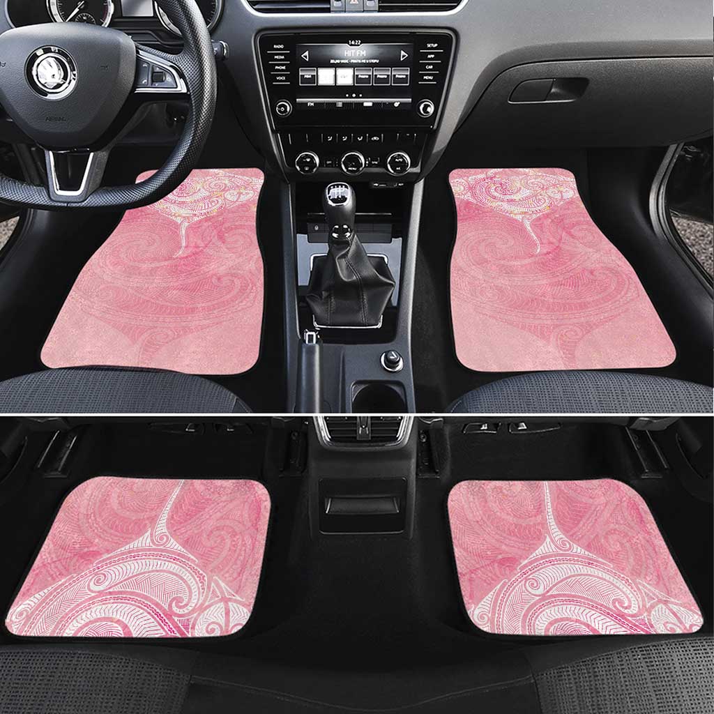 Breast Cancer Awareness Maori Aotearoa Car Mats Manta Ray - Pink Glaze - Polynesian Pride