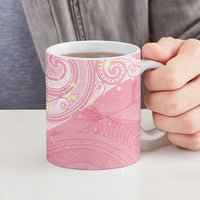 Breast Cancer Awareness Maori Aotearoa Ceramic Mug Manta Ray - Pink Glaze - Polynesian Pride
