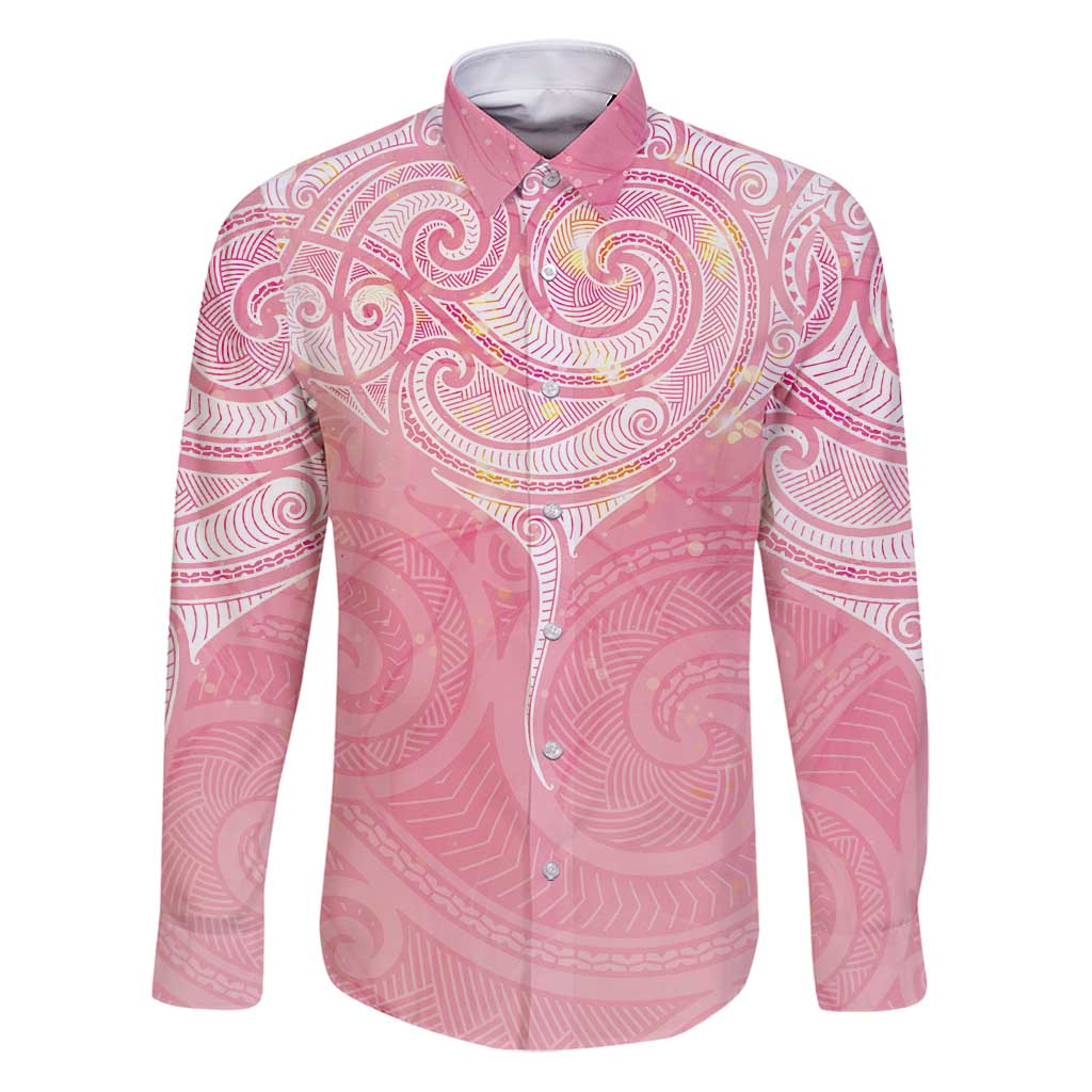 Breast Cancer Awareness Maori Aotearoa Family Matching Puletasi and Hawaiian Shirt Manta Ray - Pink Glaze - Polynesian Pride