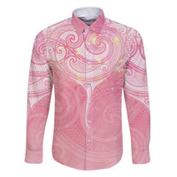 Breast Cancer Awareness Maori Aotearoa Family Matching Short Sleeve Bodycon Dress and Hawaiian Shirt Manta Ray - Pink Glaze - Polynesian Pride