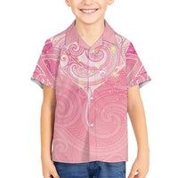 Breast Cancer Awareness Maori Aotearoa Kid Hawaiian Shirt Manta Ray - Pink Glaze LT7 Kid Pink - Polynesian Pride