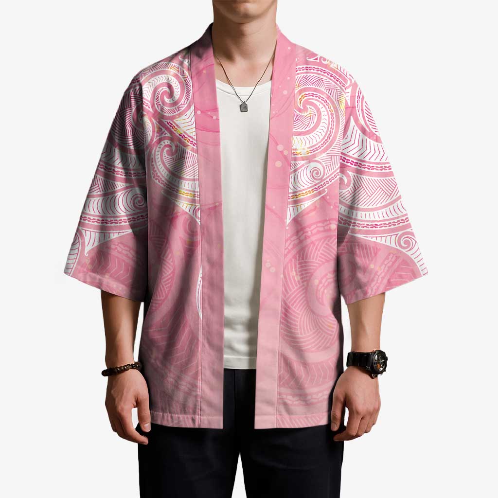 Breast Cancer Awareness Maori Aotearoa Kimono Manta Ray - Pink Glaze - Polynesian Pride