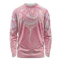 Breast Cancer Awareness Maori Aotearoa Long Sleeve Shirt Manta Ray - Pink Glaze - Polynesian Pride