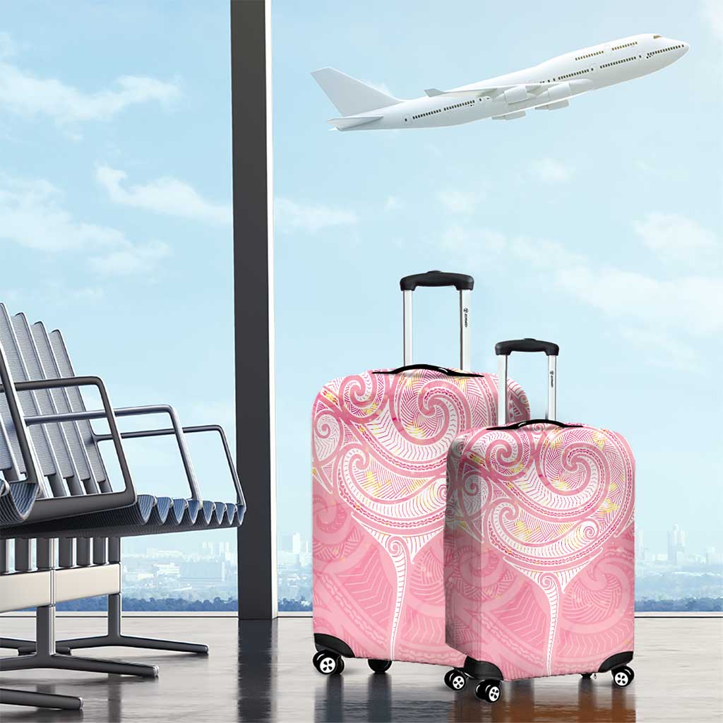 Breast Cancer Awareness Maori Aotearoa Luggage Cover Manta Ray - Pink Glaze - Polynesian Pride