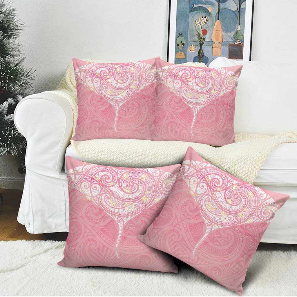 Breast Cancer Awareness Maori Aotearoa Pillow Cover Manta Ray - Pink Glaze - Polynesian Pride