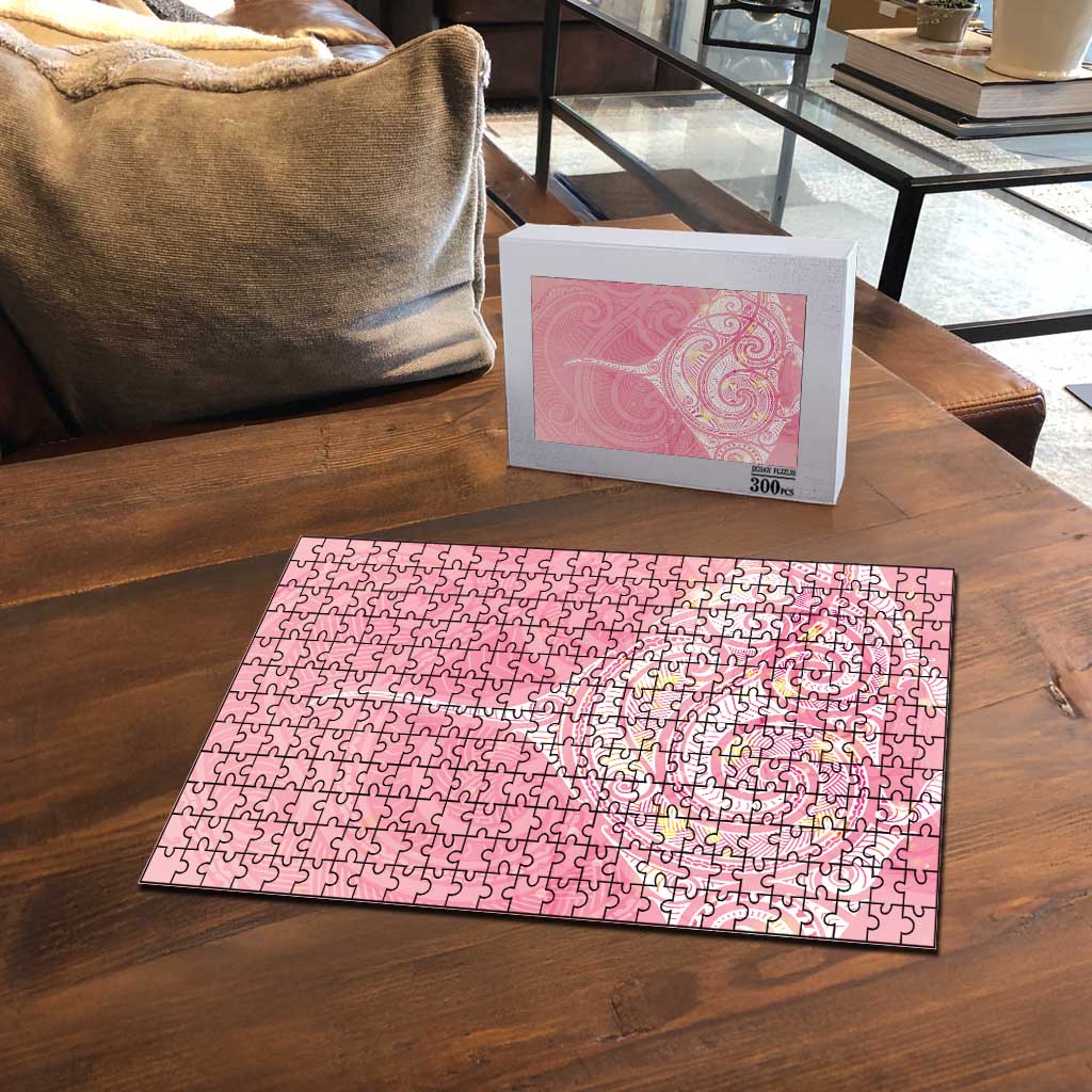 Breast Cancer Awareness Maori Aotearoa Puzzle Manta Ray - Pink Glaze - Polynesian Pride
