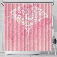 Breast Cancer Awareness Maori Aotearoa Shower Curtain Manta Ray - Pink Glaze - Polynesian Pride