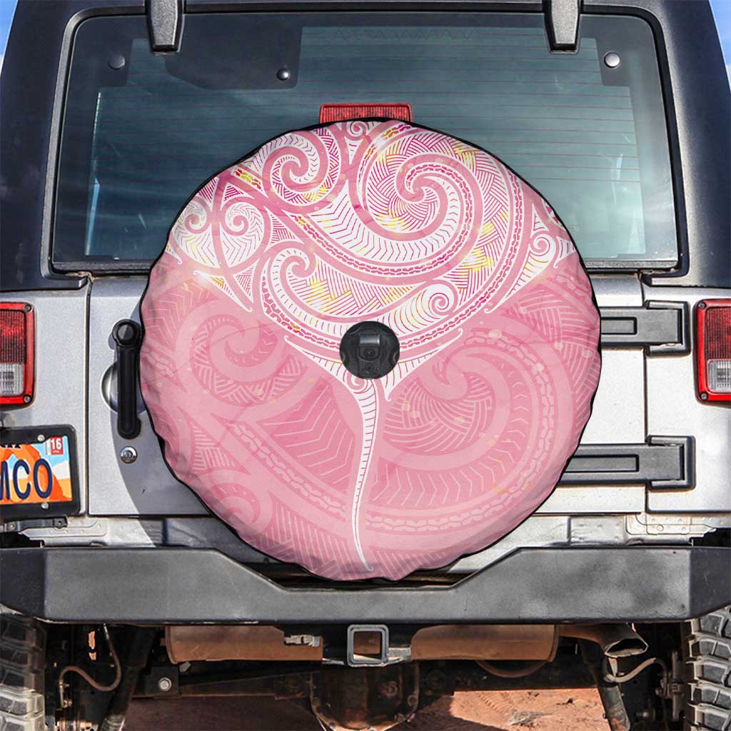 Breast Cancer Awareness Maori Aotearoa Spare Tire Cover Manta Ray - Pink Glaze - Polynesian Pride