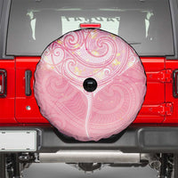 Breast Cancer Awareness Maori Aotearoa Spare Tire Cover Manta Ray - Pink Glaze - Polynesian Pride