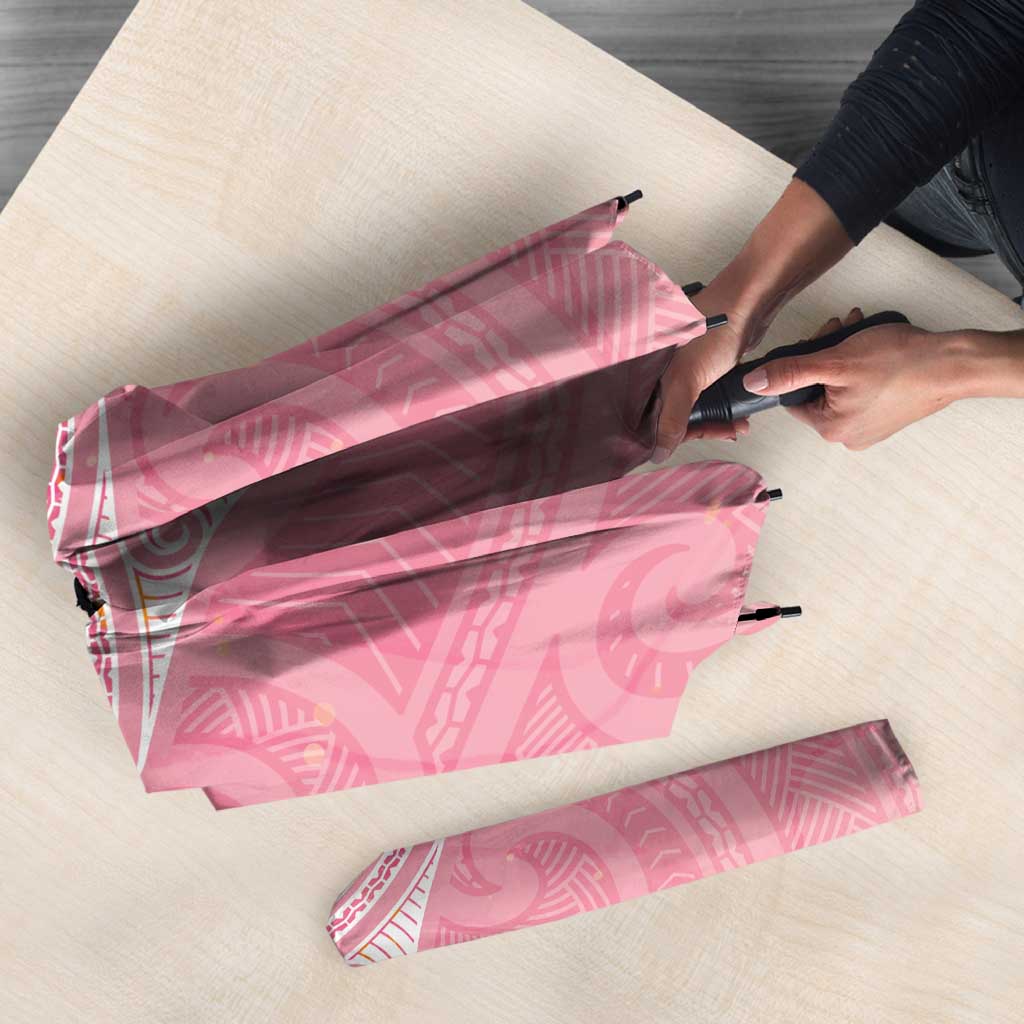 Breast Cancer Awareness Maori Aotearoa Umbrella Manta Ray - Pink Glaze - Polynesian Pride