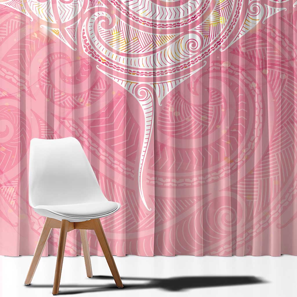 Breast Cancer Awareness Maori Aotearoa Window Curtain Manta Ray - Pink Glaze - Polynesian Pride