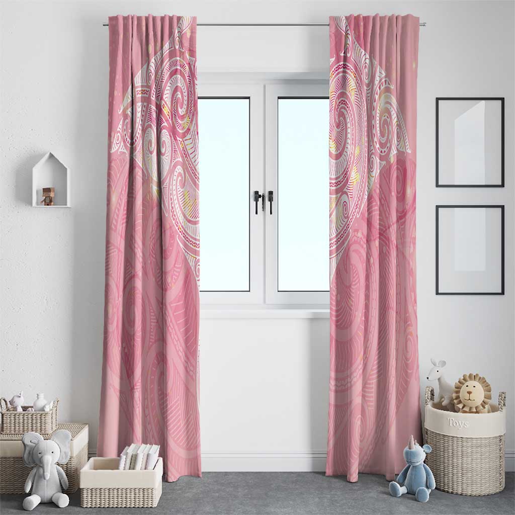 Breast Cancer Awareness Maori Aotearoa Window Curtain Manta Ray - Pink Glaze - Polynesian Pride