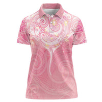 Breast Cancer Awareness Maori Aotearoa Women Polo Shirt Manta Ray - Pink Glaze - Polynesian Pride