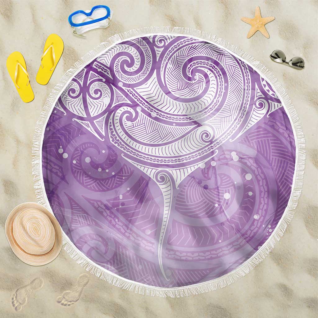 Epilepsy Awareness Maori Aotearoa Beach Blanket Manta Ray - Purple Glaze - Polynesian Pride