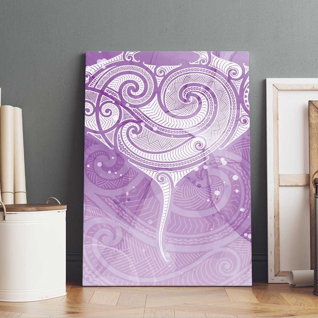 Epilepsy Awareness Maori Aotearoa Canvas Wall Art Manta Ray - Purple Glaze - Polynesian Pride