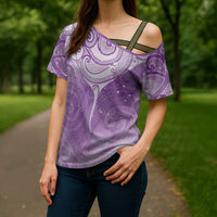 Epilepsy Awareness Maori Aotearoa Cross Shoulder Shirt Manta Ray - Purple Glaze - Polynesian Pride