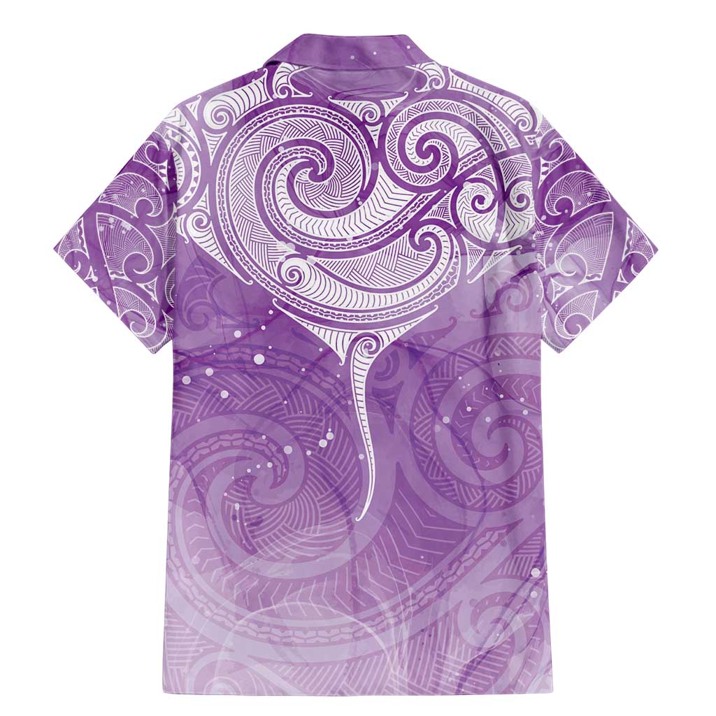 Epilepsy Awareness Maori Aotearoa Family Matching Mermaid Dress and Hawaiian Shirt Manta Ray - Purple Glaze - Polynesian Pride